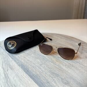 Ray-Ban RJ9506S Junior Aviator Sunglasses Gold Frame Brown Gradient Lens 50mm